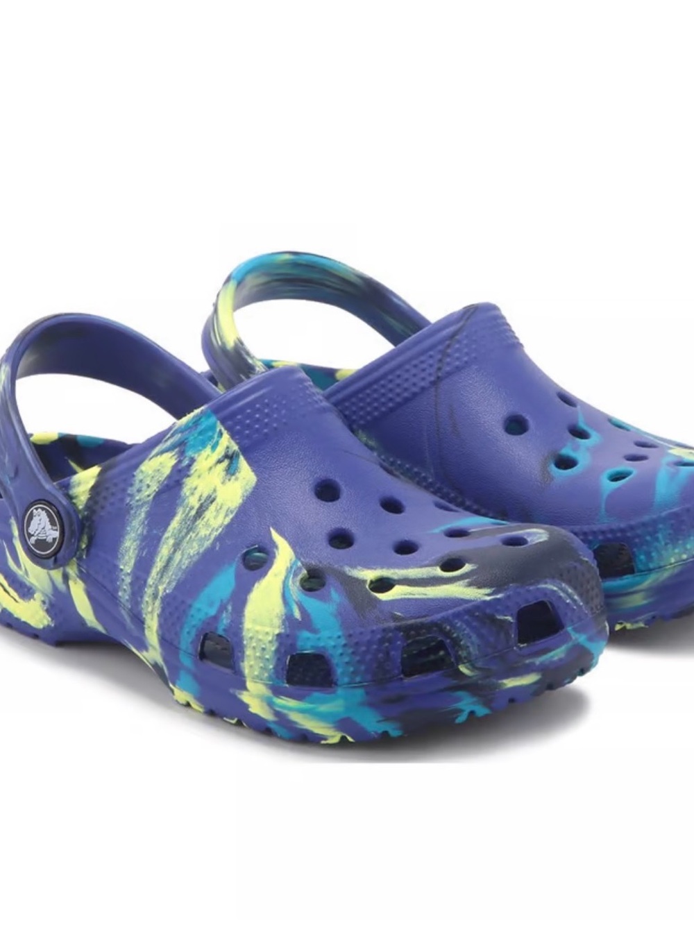 CROCS Kids Tie-Dye Clog in Blue and Yellow